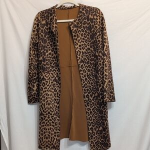 Zara Brown Leopard Print Cape Coat